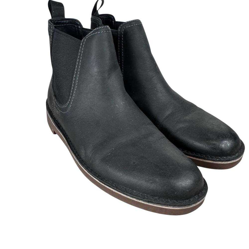 Clarks Bushacre Hill Chelsea Boots Black Leather Ankle Pull On Men 8